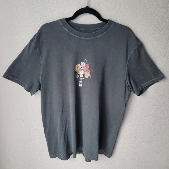 AllSaints Oshiba Crewneck Short Sleeve Graphic Tee, Size Small, Washed Black - Picture 2 of 10
